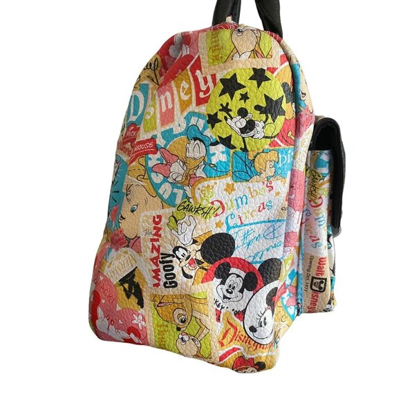 Disney Parks all Over Print Handbag Mickey Minnie Goofy Donald 2 Front Pockets - Picture 5 of 13